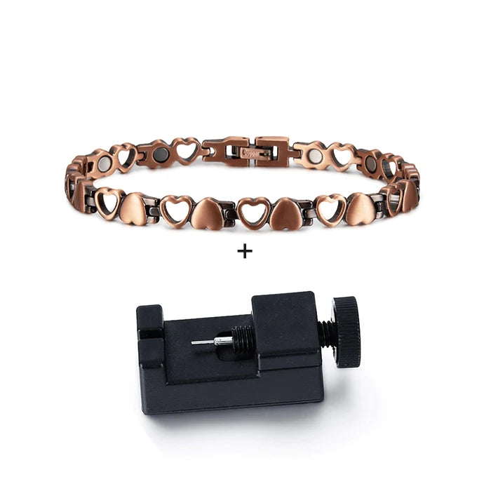 Magnetic Bracelet for Women Heart Pure Copper Energy Bracelet Healing Chain Link