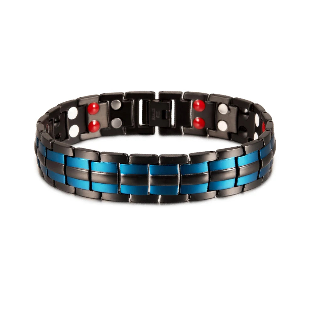 Black Bracelet Men Hand Chain Waterproof Health Germanium Magnetic Therapy Bracelet Male Benefits Stainless Steel Bracelets Mens