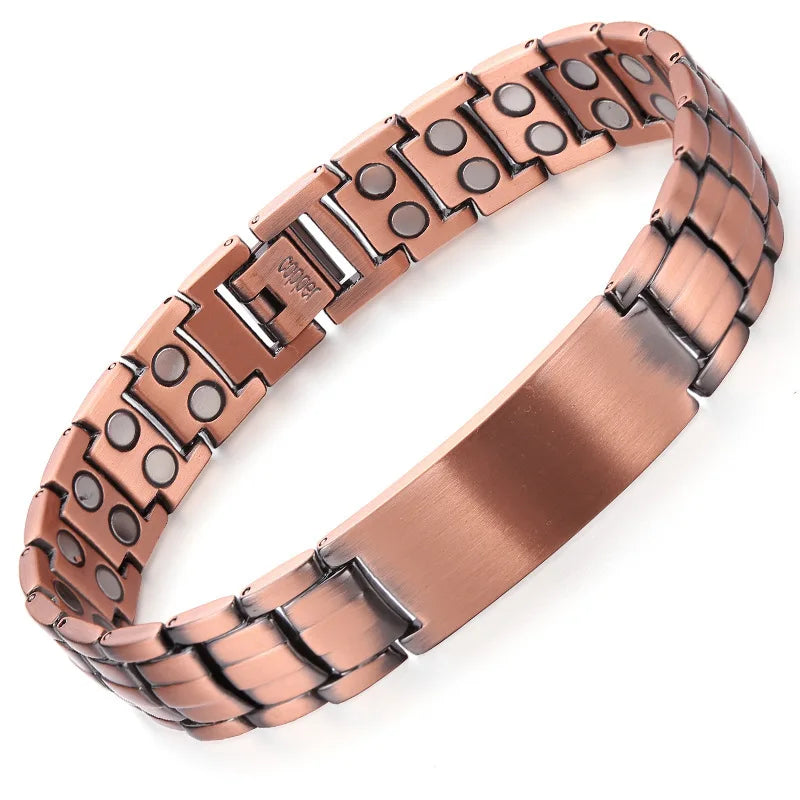 Eagle double row magnetic copper bracelet red copper with curved piece turtle back copper magnetic bracelet