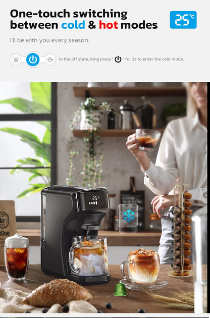 HiBREW 6in1 Capsule Coffee Machine Hot/Cold Multiple Espresso Cafetera Cappuccino Coffee Maker Dolce Gusto Nespresso Powder H1B