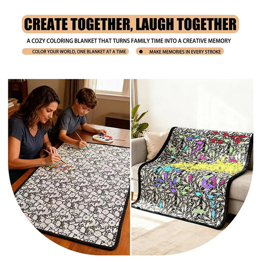 DIY Coloring Washable Fleece Throw Blanket, a Soft and Cozy Art Project Suitable for Both Kids and Adults