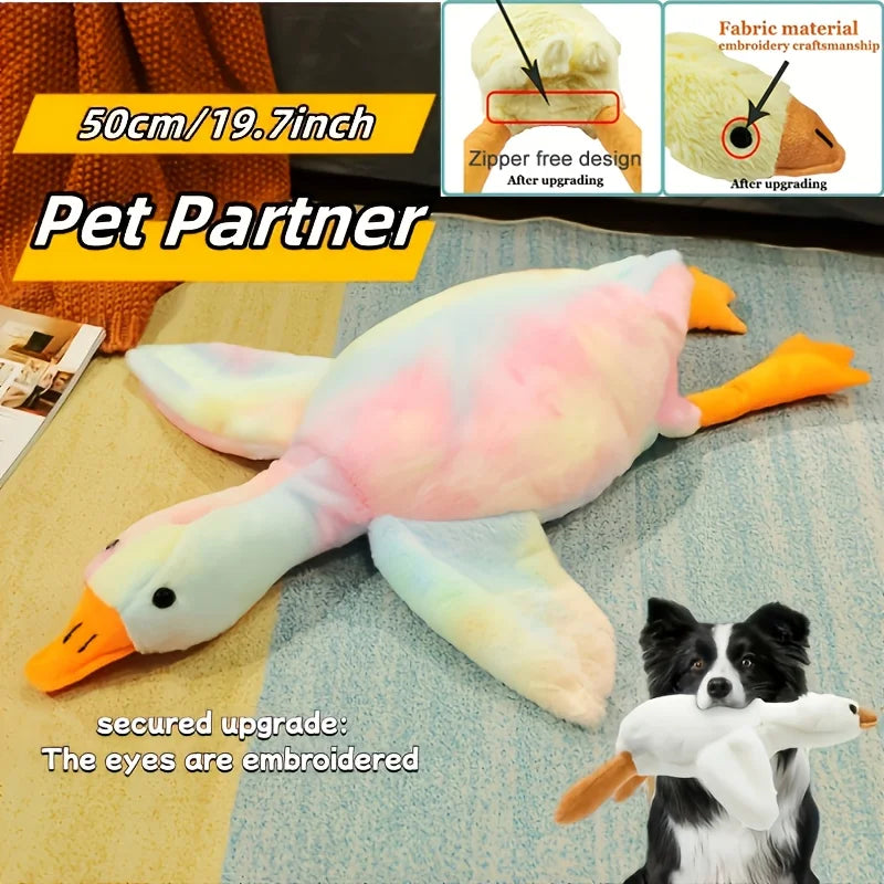 1pc 50cm Soft Duck: Colorful tie dye cat and dog plush toy, upgraded version (embroidered eyes+no zipper design), companion dog