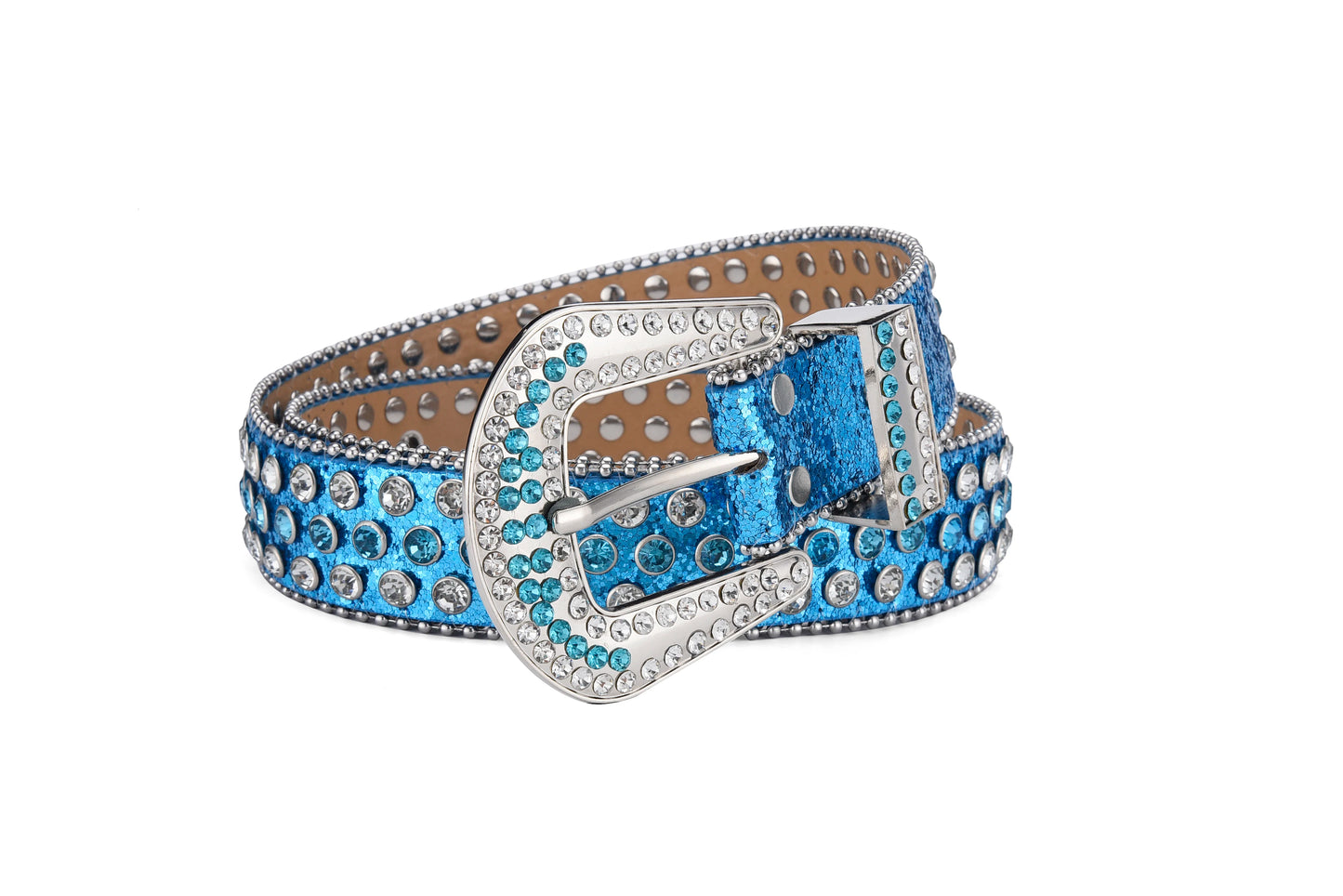 Men's Jeans Rhinestone Large Size Belt Women's Belt Western Denim Shiny Rivet Design Leather HipHop Punk Rock Y2K Style Belt