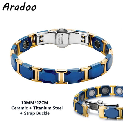 ARADOO Classic Dreamy Blue Ceramic Titanium Steel Bracelets Strap Buckle Design