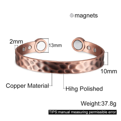 Vinterly Pure Copper Bracelets Adjustable Vintage Knot Magnetic Bangles 8mm Wide
