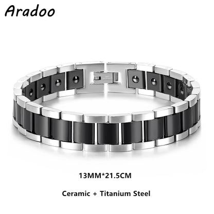 ARADOO Classic Dreamy Blue Ceramic Titanium Steel Bracelets Strap Buckle Design