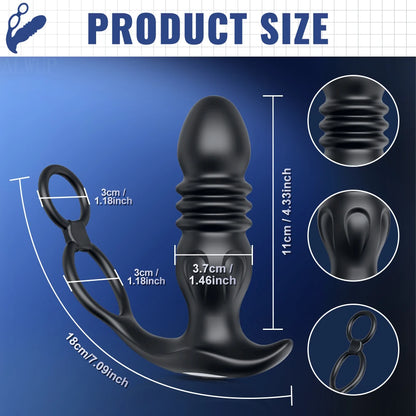 Male Thrusting Prostate Massager Vibrator for Men Gay Anal Plug APP Control Telescopic Butt Plug Female Sex Toy for Adult