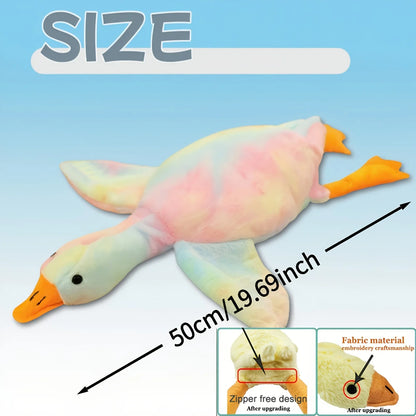 1pc 50cm Soft Duck: Colorful tie dye cat and dog plush toy, upgraded version (embroidered eyes+no zipper design), companion dog