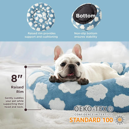 Warm Donut Calming Bed, Fluffy Soft Plush Round Pet Bed for Small/Medium/Large Dogs & Cats, Black Friday Pick