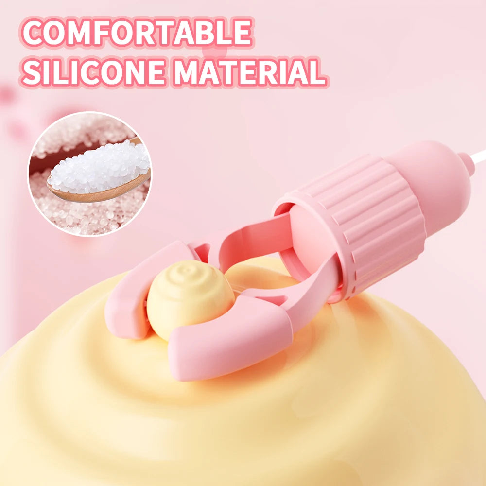 Vibrating Nipple Clamp Tongue Licking Sucking Vibrator For Women Breast Massage Labia Clitoris Clip Stimulation Massager Sex Toy