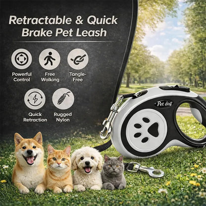 1Pc Blue Retractable Dog Leash with 360° Tangle-Free Design, 16 ft Durable Nylon Tape, One-Handed Brake, Pause & Lock