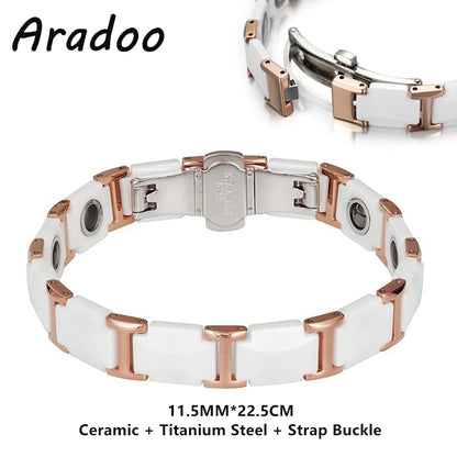 ARADOO Classic Dreamy Blue Ceramic Titanium Steel Bracelets Strap Buckle Design