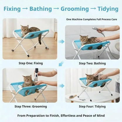 Portable Pet Grooming Bath Hammock Stand Adjustable Dog Cat Washing Restraint Mesh Support Rack Foldable Pet Bathing Helper