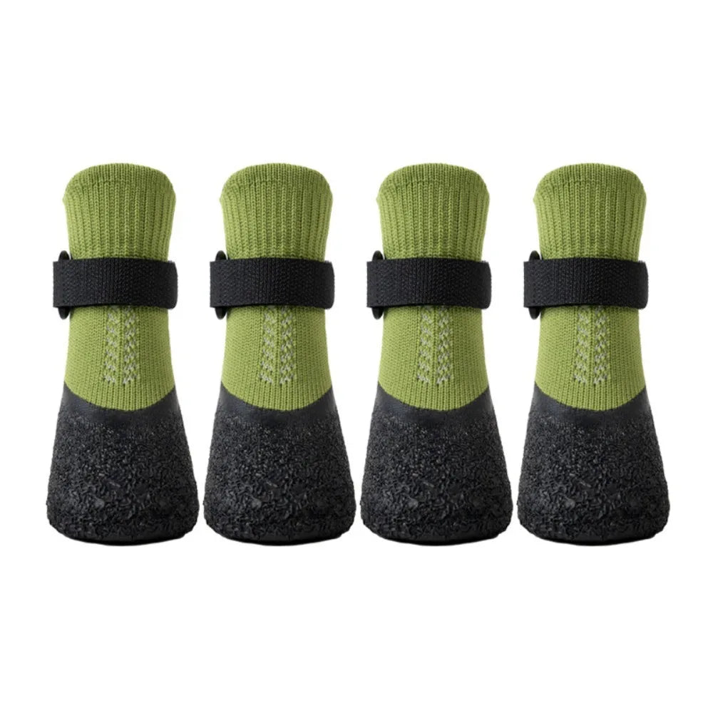 4pcs Casual Waterproof Pet Socks Shoes Anti-dirty Non-slip Dog Shoes Breathable Dog Paw Protector Outdoor