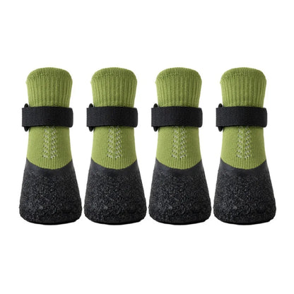 4pcs Casual Waterproof Pet Socks Shoes Anti-dirty Non-slip Dog Shoes Breathable Dog Paw Protector Outdoor