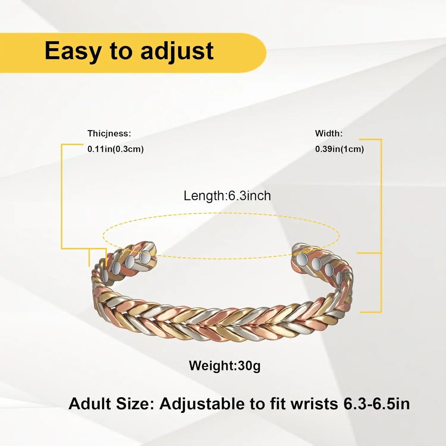 ARADOO Pure Copper Bracelets for Women 3500 Gauss Magnetic Therapy Braided Cuff