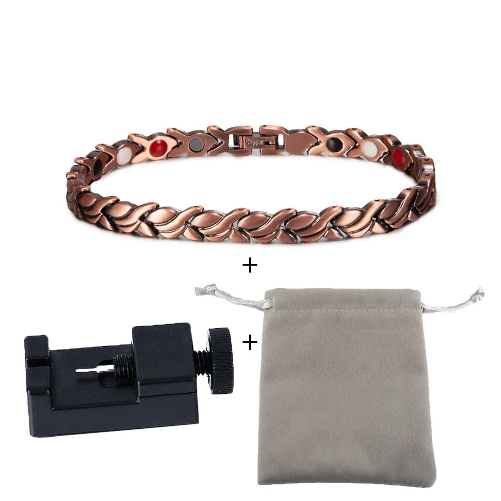 Magnetic Pure Copper Bracelets for Women Vintage Fish Chain Health Energy Magnet