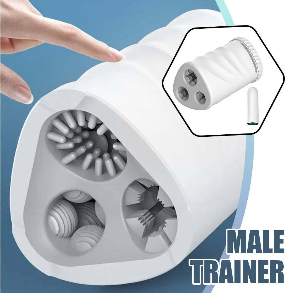 Male Piston Movement Training Device, Three Channel Strong Vibration Intimate Exercise Tool For Adult Wellness Gear