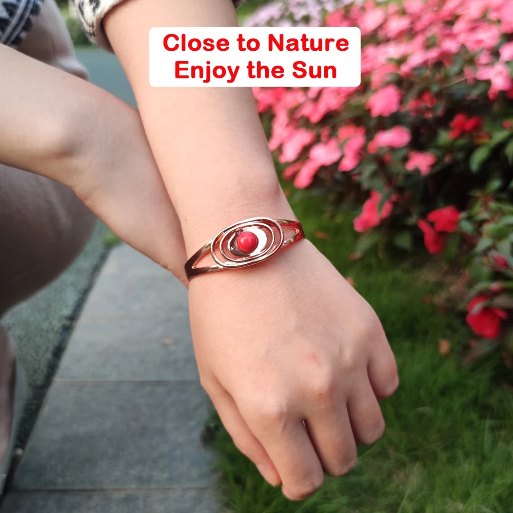 Pure Copper Bracelets for Women Red Stone Adjustable Cuff Magnetic Bracelet Bene