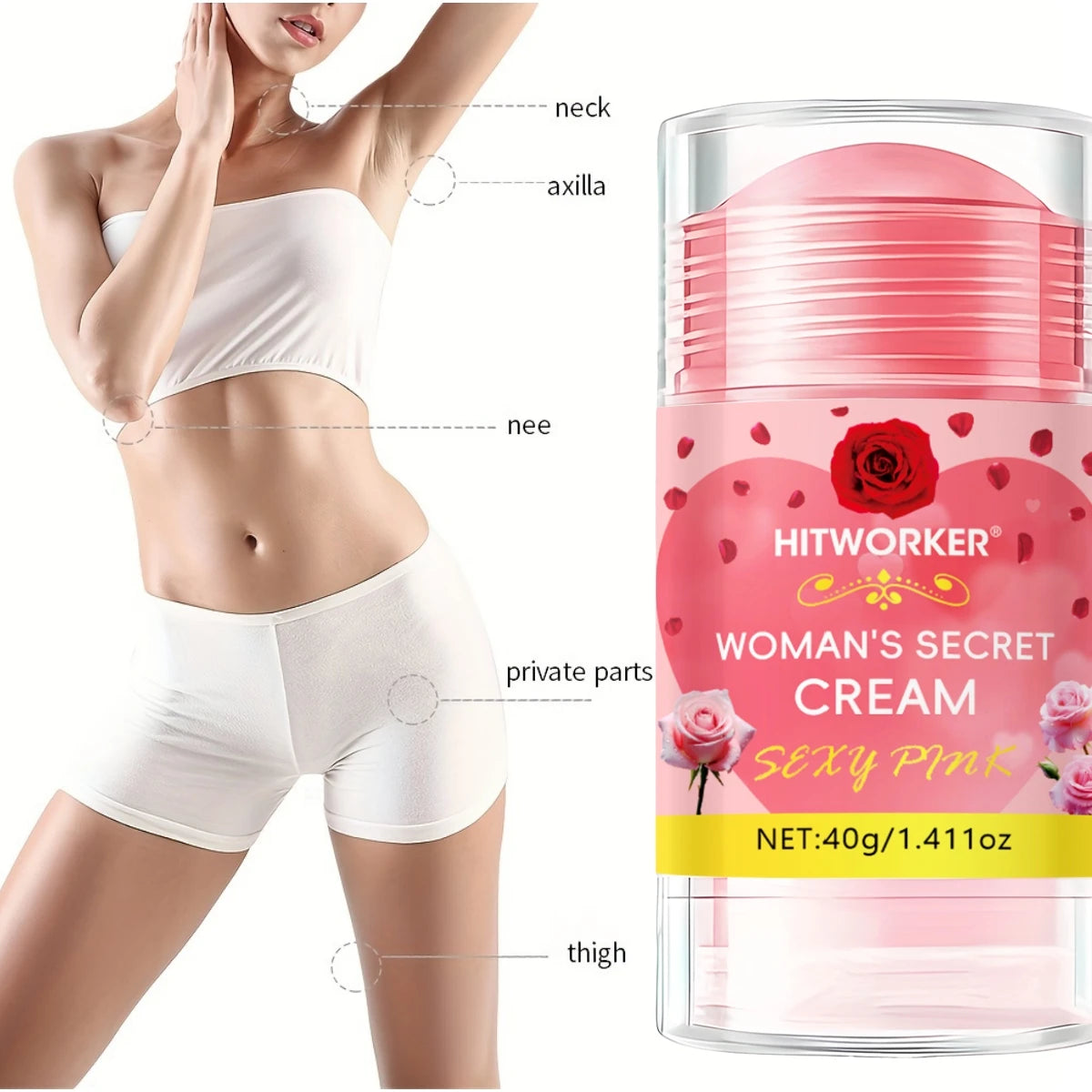 Sensitive Area Care Stick for Intimate Parts Armpits Knees Hands Inner Thighs And Bikini Zone Body Care Private Rod