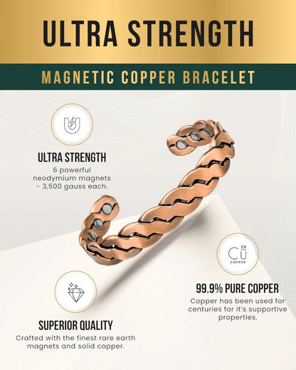 100% Pure Copper Magnetic Effective Pure Copper Bracelet for Men and Women Adjus