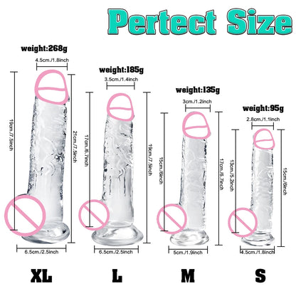 Soft Jelly Dildo Different Sizes Transparent Realistic Fake Dick Penis with Suction Cup G Spot Vagina Massage Sex Toy for Women