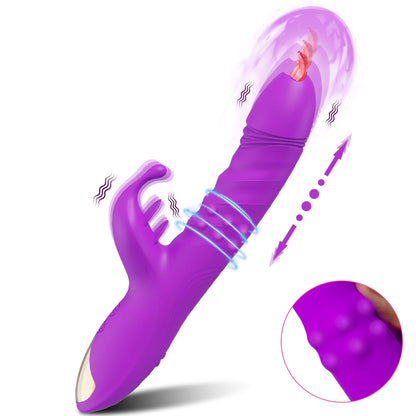 Thrusting Rabbit Vibrator for Women Go and Come G-Spot Dildo Vibrator Clitoris Stimulator Female Masturbation Sex Toy for Women