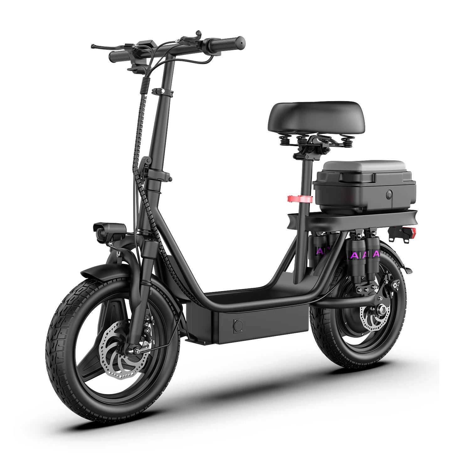 UPlee GQ8 Adult Electric Bike 750W Peak Motor 48V15AH electric scooter 14 Inch fat tire Full Shock Foldable with trunk e bike