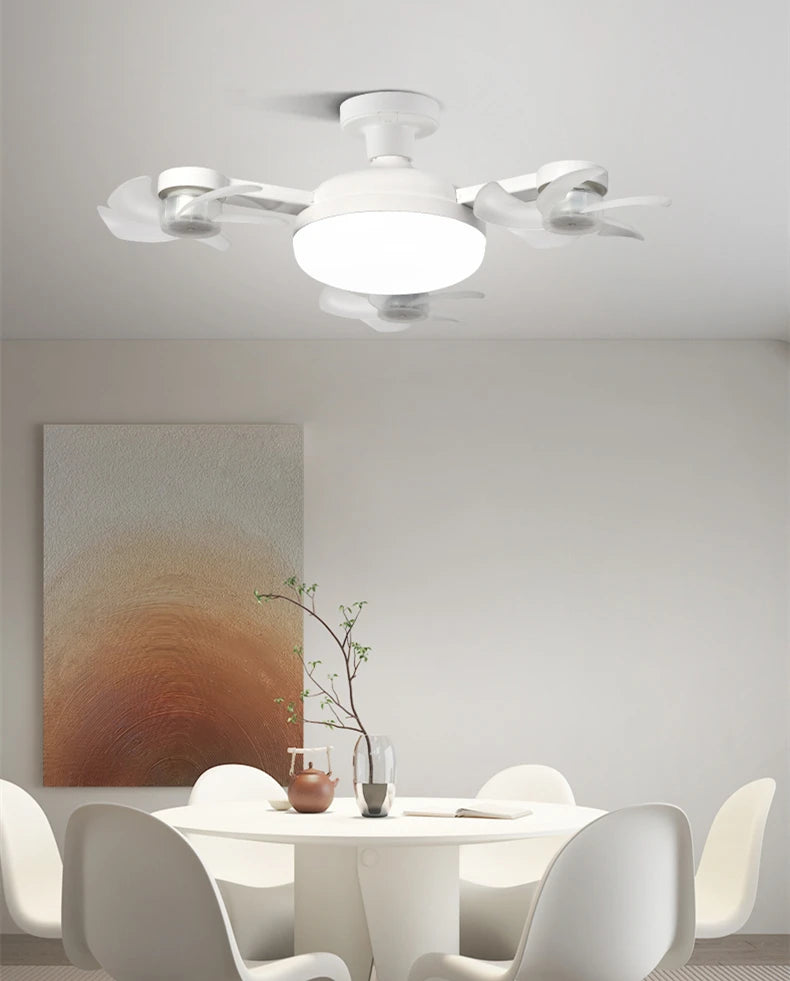 Ceiling Fan Light Drone E27 3/4 Head 2-in-1 Design Fan Lighting Bulb with Remote Control AC85-265V for Home Restaurant Bedroom