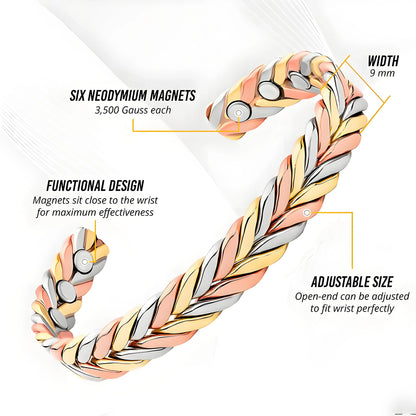 ARADOO Pure Copper Bracelets for Women 3500 Gauss Magnetic Therapy Braided Cuff
