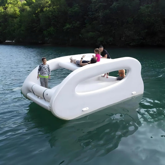 Outdoor Camping Fishing Water Inflatable Yacht Houseboat Solar Perpetual Motion Floating Platform Gas Boat