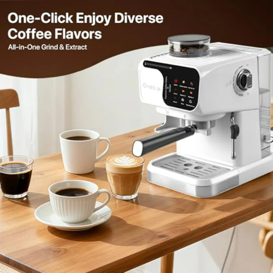 Espresso Machine White Fast Heating for Cappuccino Latte Coffee Maker for Home Office