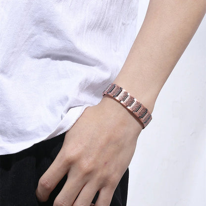 ARADOO Copper Bracelet for Men 100% Pure Copper Magnetic Link Bracelets Jewelry