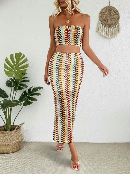 Casual Slim 2 Pieces Skirt Set For Woman 2026 Summer Elegant Women's Two Pieces Dress Full Set Suit Outfit Fashion Matching Sets