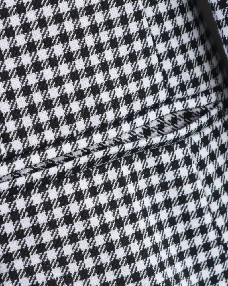 Women's Plaid Blazer Spring Casual Double Breasted Suit Jacket Office Work Daily Outwear Two Colors