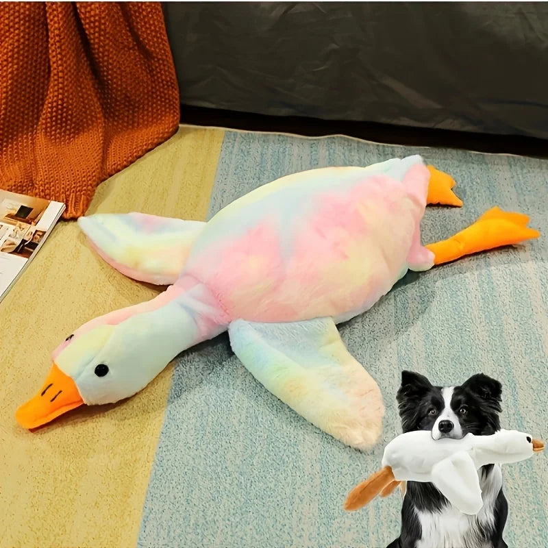 1pc 50cm Soft Duck: Colorful tie dye cat and dog plush toy, upgraded version (embroidered eyes+no zipper design), companion dog