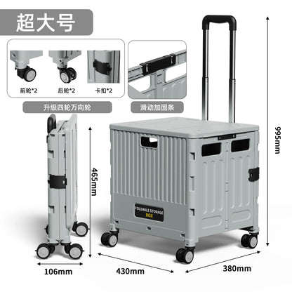 Folding Shopping Cart Household Multi-functional Mobile Shopping Cart Camping Storage Plastic Large-capacity Shopping Cart