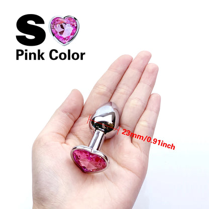 Metal Anal Plug Heart Crystal Beginner To Expert 5 Size Butt Plug Adult Toy Tail Female/Male Dildos Sex Toys Couples Adults Game