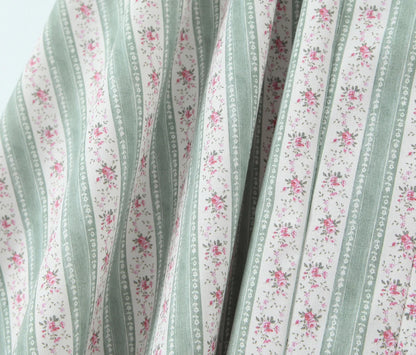 YENKYE Green Striped Floral Print Sexy Spaghetti Straps Dresses Women Elegant A-line Midi Vacation Party Dresses Summer Robe