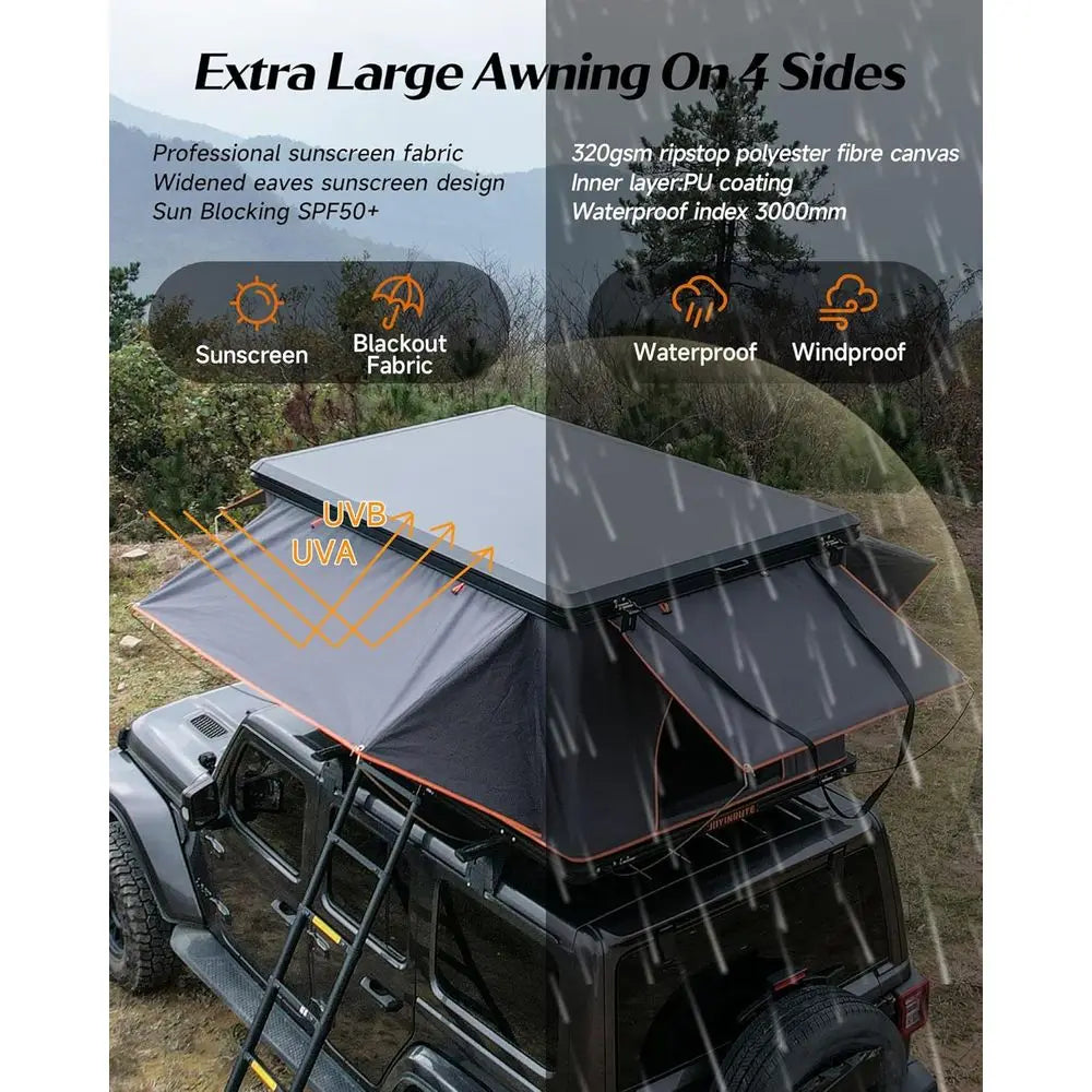 2-Person Winter Insulated Hard Shell Rooftop Tent for Camping, Trucks, Vans, and SUVs