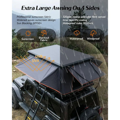 2-Person Winter Insulated Hard Shell Rooftop Tent for Camping, Trucks, Vans, and SUVs