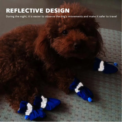 4pcs/set Waterproof Winter Pet Dog Shoes Anti-slip Rain Snow Boots Footwear Thick Warm For Small Cats Puppy Dogs Socks Booties
