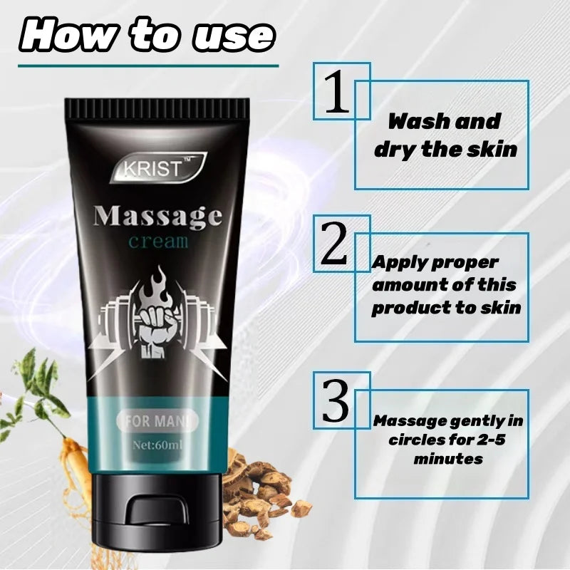 Men's Massage Cream for Intimate Experience Interactive Relaxation Fast Absorption Non-Greasy Promotes Bonding And Comfort