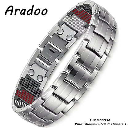 ARADOO Premium Copper Bracelet for Men with Strength 5000 Gauss Magnets Titanium