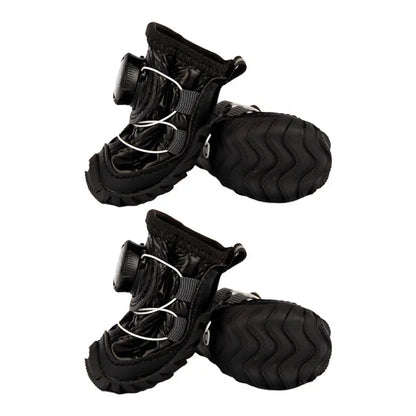 4Pcs Anti-Skid Dog Boots Fleece Lined Paw Protective Shoes With Adjustable Knobs Waterproof Dog Booties From Winter Snow Rain