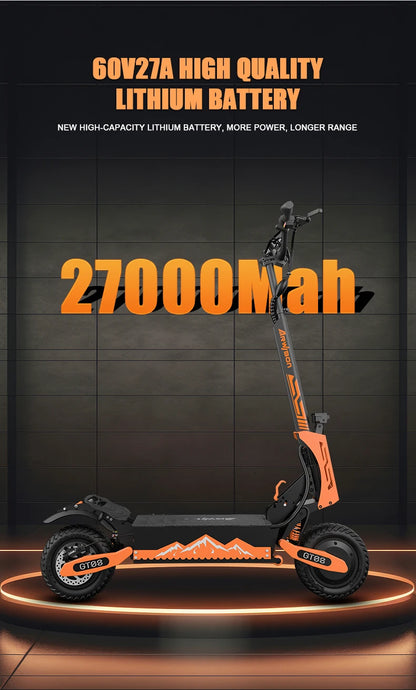 Electric Scooter Dual Motor 5600W Adult, Top Speed 46MPH,60V27AH, 11-inch Off-Road Tires Sport Folding eScooter