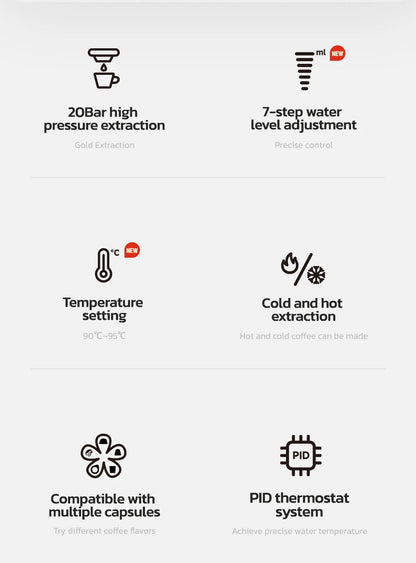 HiBREW 6in1 Capsule Coffee Machine Hot/Cold Multiple Espresso Cafetera Cappuccino Coffee Maker Dolce Gusto Nespresso Powder H1B