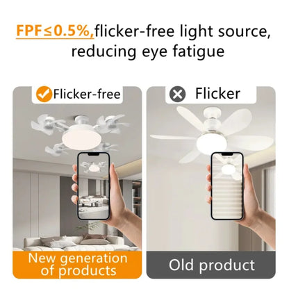 Ceiling Fan Light Drone E27 3/4 Head 2-in-1 Design Fan Lighting Bulb with Remote Control AC85-265V for Home Restaurant Bedroom