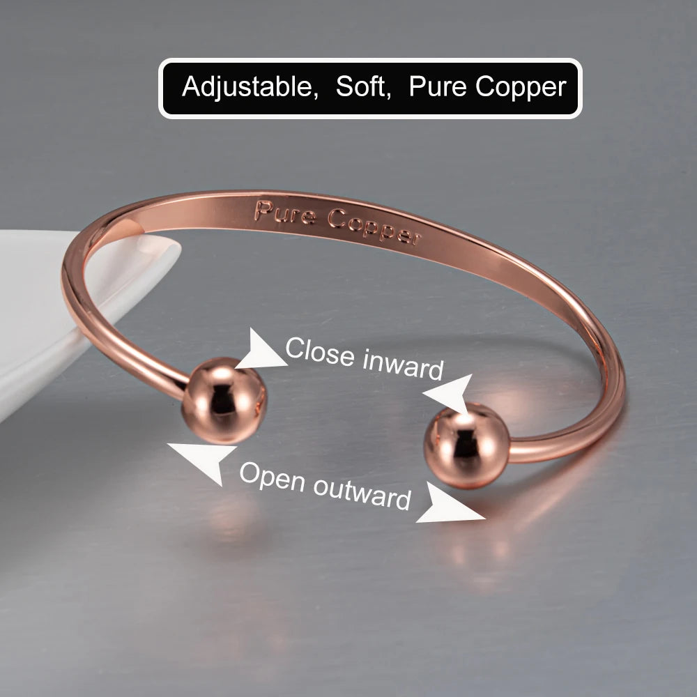 Vinterly Pure Copper Bracelets Magnetic Shiny Adjustable Bangles Arthritis Pain
