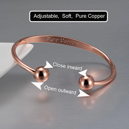 Vinterly Pure Copper Bracelets Magnetic Shiny Adjustable Bangles Arthritis Pain